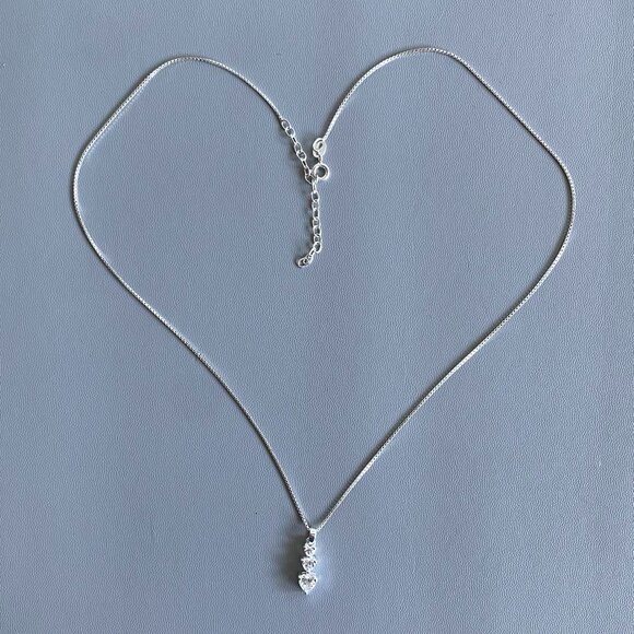 925 Silver Italy Chain 925 Thai Crystal Pendant Necklace - Picture 4 of 8